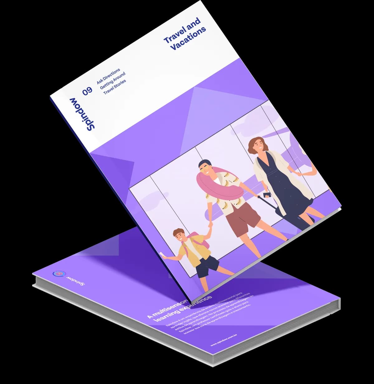 Mockup do Spinning Book "Travel and Vacations", material 9 de 11